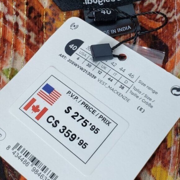 New Desigual Boho Women's Maxi Dress Gold Metallic Thread Sz 6 African Friez… - Picture 9 of 15